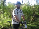 I bumped into CB just before the first creek crossing, 105 km to go and still smiling!