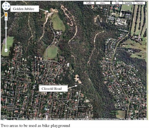 Proposed areas for MTB park in Ku-ring-gai Council area - Feb 2010 Proposed areas for MTB park in Ku-ring-gai Council area - Feb 2010