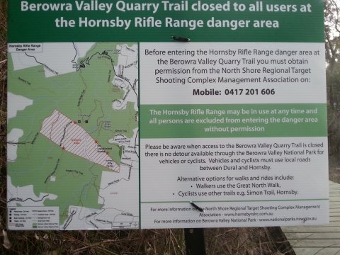 NPWS Trail Restiction Safety Notice - Hornsby Rifle Range