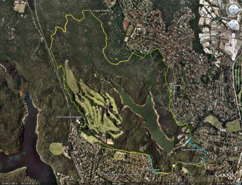 Manly Dam in Google Earth